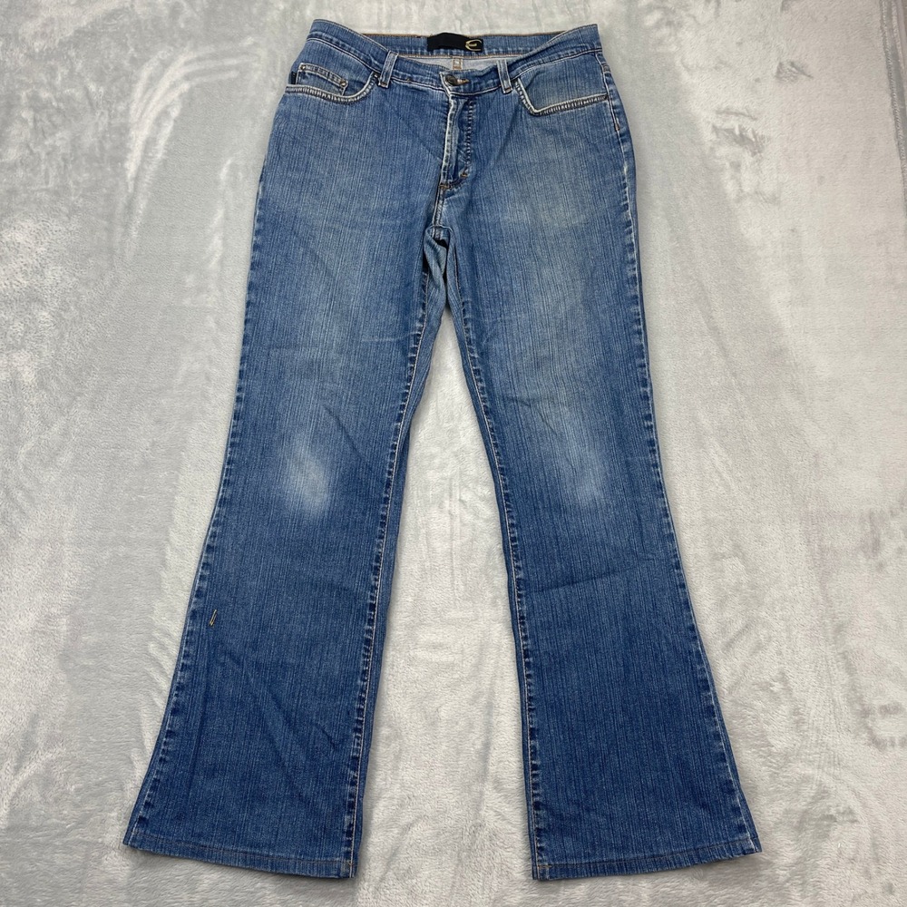 Just Cavalli Jeans Womens 31x30 Blue Denim Faded Mid‎ Rise Low Waist Flare Leg